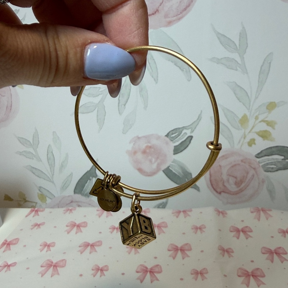 Alex and Ani “Baby Block” charm Bangle